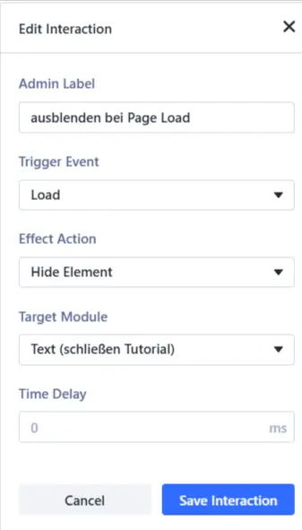 ausblenden Page load schliessen